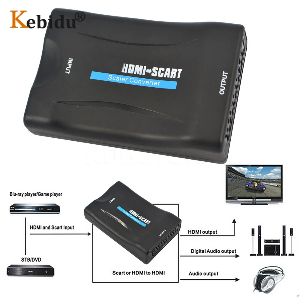 Преобразователь 1080P Scart в HDMI-совместимый преобразователь Аудио высококлассный