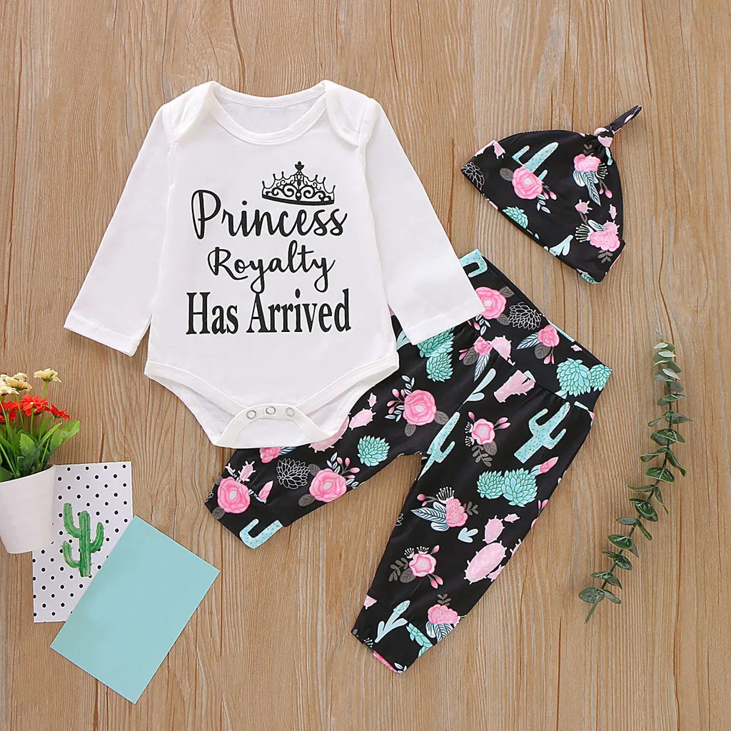 Комбинезон для новорожденных девочек боди с буквенным цветочным принтом штаны
