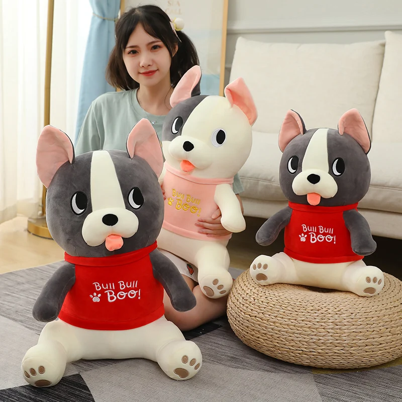 25-70cm Super Soft Bulldog francese giocattoli di peluche farcito in cotone carino simulazione indossare vestiti cane bambola cuscini bambini ragazze regali
