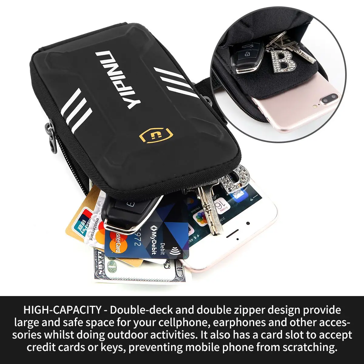 Универсальная спортивная сумка на молнии для бега руку чехол кошелек держатель