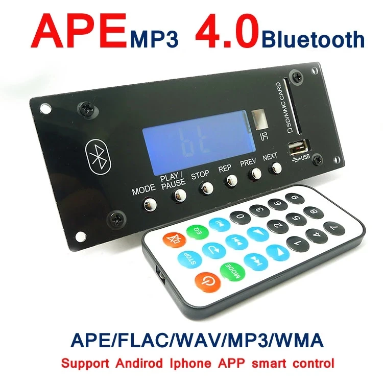 4.0 Bluetooth MP3 Decoding Board Module w/ SD Card Slot / USB FM Alarm APE FLAC WAV WMA Decoder KIT Digital LED SD/MMC - купить по