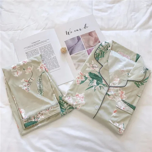 Lily apricot Новые осенние женские пижамы с отложным воротником, топы, комплект, женская пижама, комплект для сна, комплекты для сна, длинные штаны, женская одежда для сна - Цвет: Lily apricot