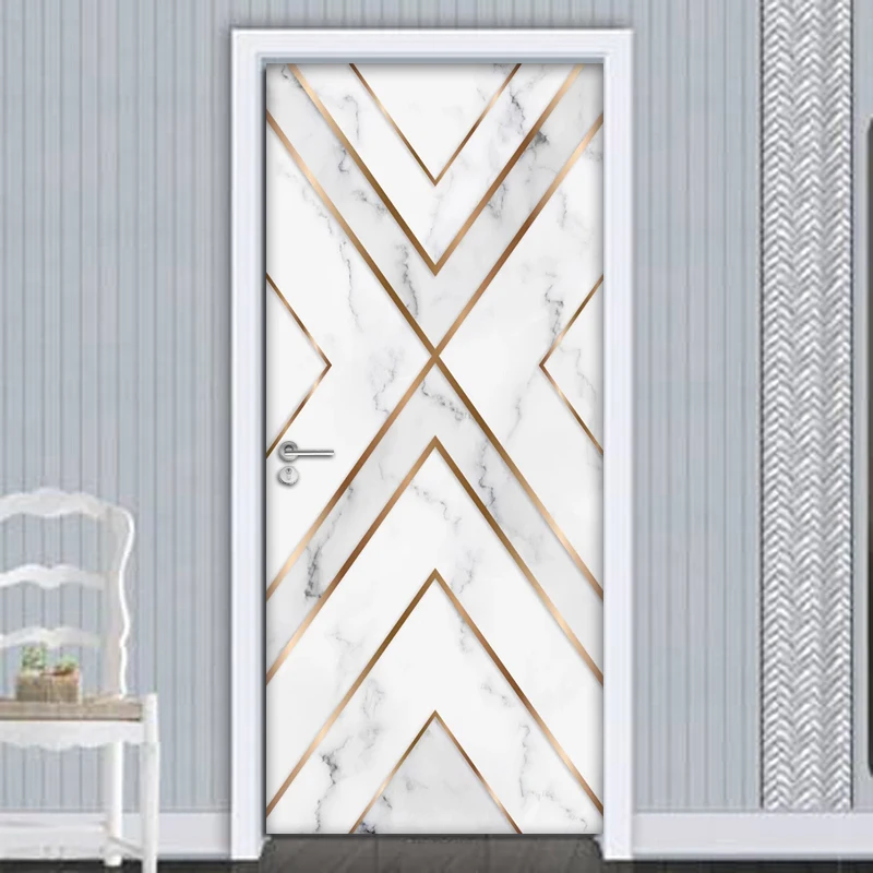 

Striped Marble Door Sticker 3D Wallpaper Waterproof Self-Adhesive Wall Mural Home Decor Bedroom Living Room Kitchen Door Decor