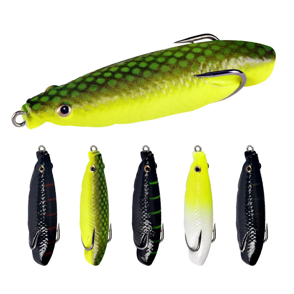 

1Pcs New Frog Fishing Lure 8.5cm 14.5g Silicone Artificial Soft Bait with Double Hooks Topwater Ray Frog 3D Eyes For Bass Perch