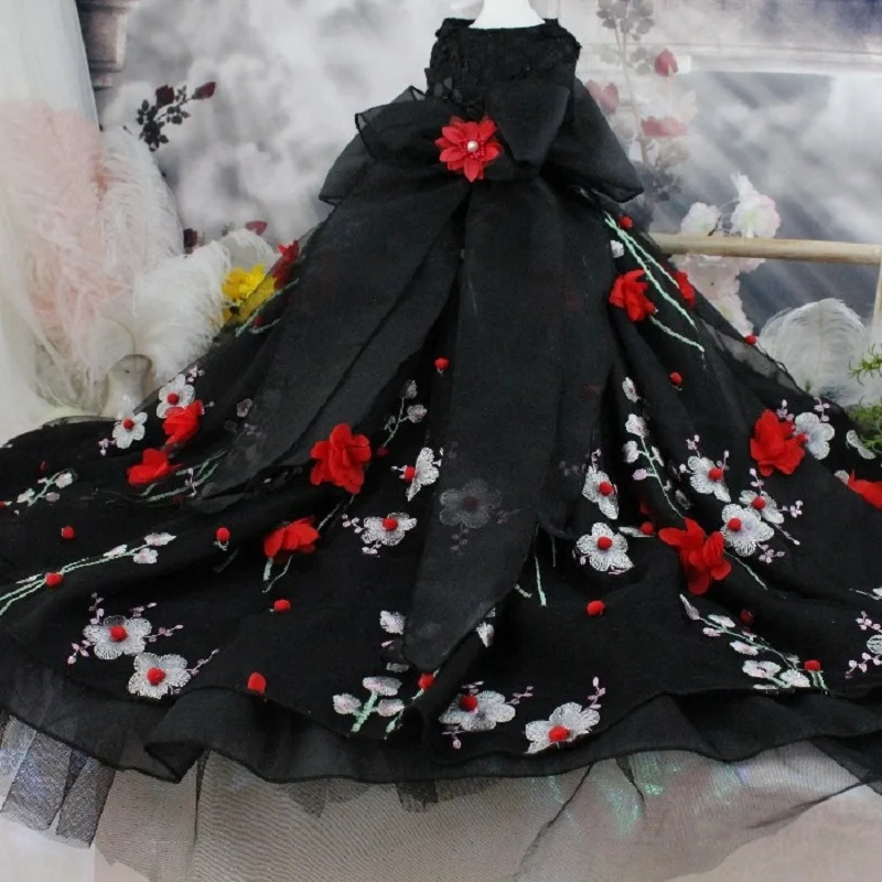 Роскошное платье для собаки ручной работы одежда питомца со шлейфом 3D вышивка