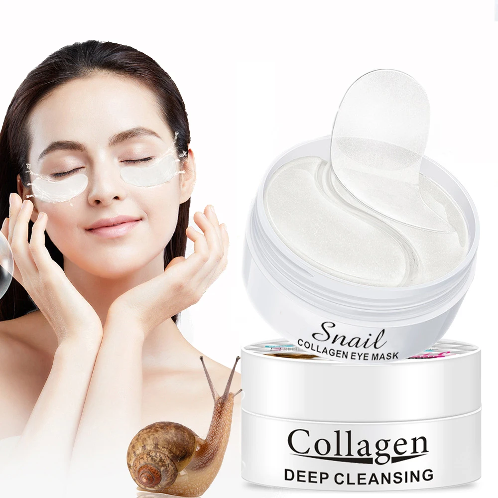 

60Pcs Collagen Eye Mask Remove Eye Bags Dark Circles Snail Essence Firming Eye Skin Anti Aging Stay Up use Eye Care