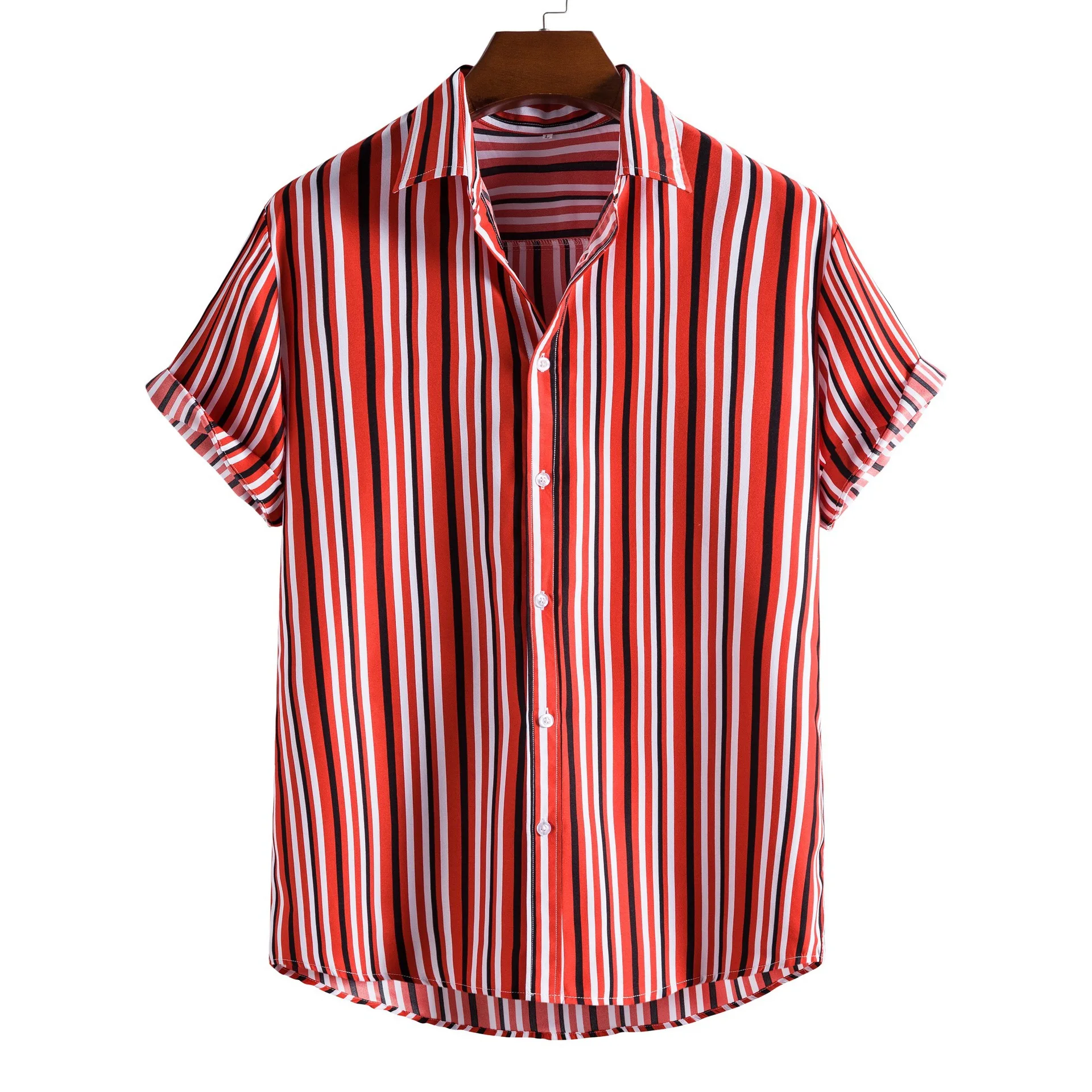 

Men Summer Shirts Ropa De Hombre 2021 De Marca Beach Wear Shirts Mens Casual Button Down Tropical Aloha Stripe Shirt Camisa