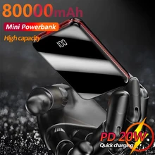 80000mAh Mini Power Bank Portable Digital Display 2 USB Fast Charging External Power Supply Suitable for Xiaomi IPhone Samsung