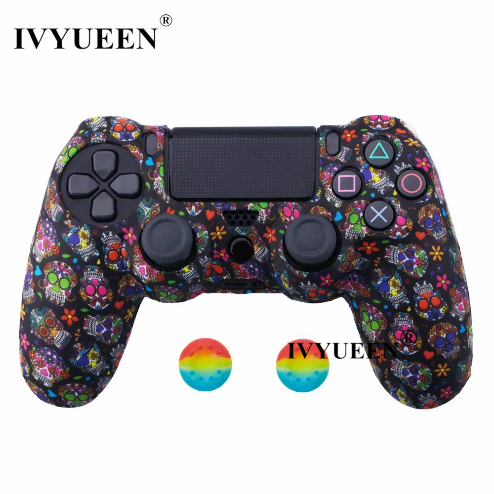 IVYUEEN для sony Dualshock 4 PS4 DS4 Slim Pro контроллер силиконовый камуфляжный чехол защитная кожа+ ручка для большого пальца колпачки для Play Station 4
