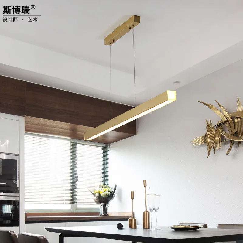 Медная люстра дизайнерская полоса стол Ресторан барная стойка Современный