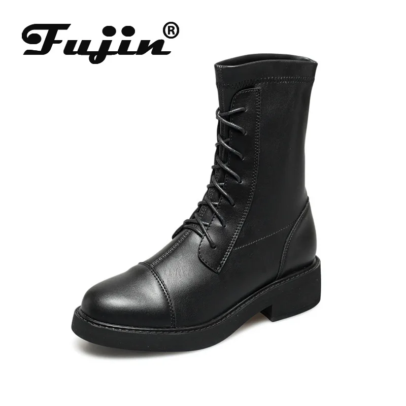 

Fujin/женские короткие ботинки; Коллекция 2021 года; Зимняя женская обувь; Дышащая повседневная обувь с круглым носком; Модные женские ботильоны...