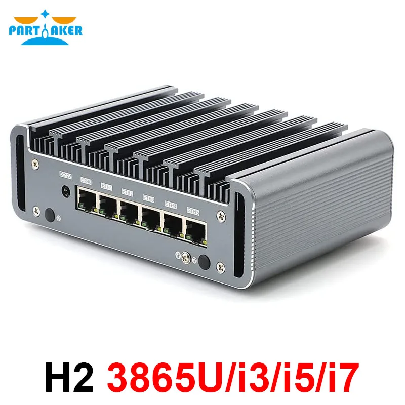 Fanless pfSense Intel Celeron 3865U i3 8130U i5 8250U i7 8550U Industrial Mini PC 6 Lans 4*USB3.0 Firewall PC Router HD AES-NI