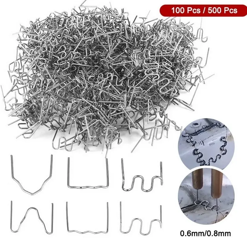 

100/500Pcs Hot Stapler Plastic Repair Standard Pre Cut Wave Staples Bumper Bodywork Repairs 0.8mm Wave Staples Stainless Steel