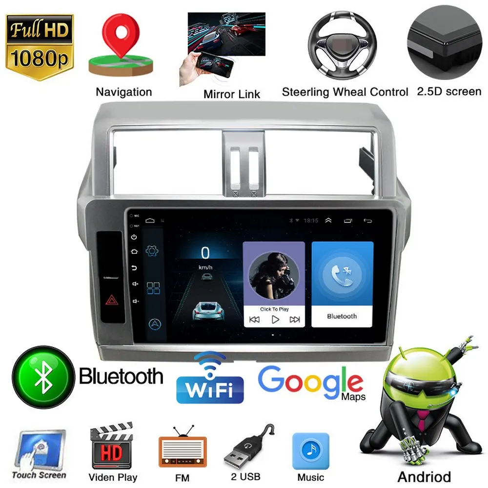 

Автомагнитола 2 din на Android 9,1, мультимедийный плеер для Toyota Land Cruiser Prado 2014-2017, GPS-навигация, 1 + 16 Гб