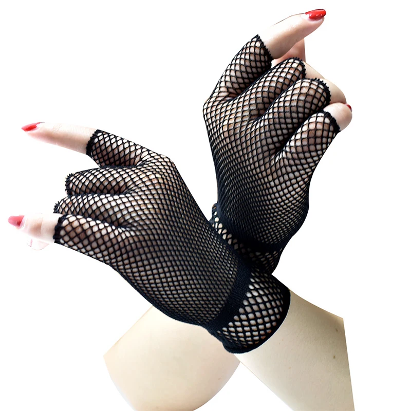 

Fishnet Mesh Lace Wrist Band Fingerless Glove Mitt Sexy Batcave Goth Lolita Stage Party Costume Lace Gloves Christmas Gift