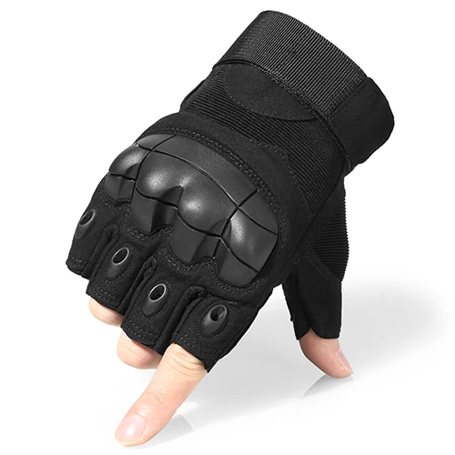 Half finger Black Перчатки для мотокросса с сенсорным экраном, перчатки для мотокросса, защитное снаряжение для мотогонок, резиновые, жесткие, для мужчин и женщин - Цвет: Half finger Black