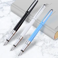 pimio 605 luxury pure silver clip 0 5mm iridium nib metal fountain pen with diamond on the top inking pens for writing lady gift