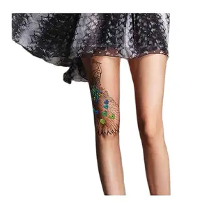 Первые и последние женские колготки, оригинальные винтажные колготки с принтом павлина, женские тонкие чулки, Готическая Лолита