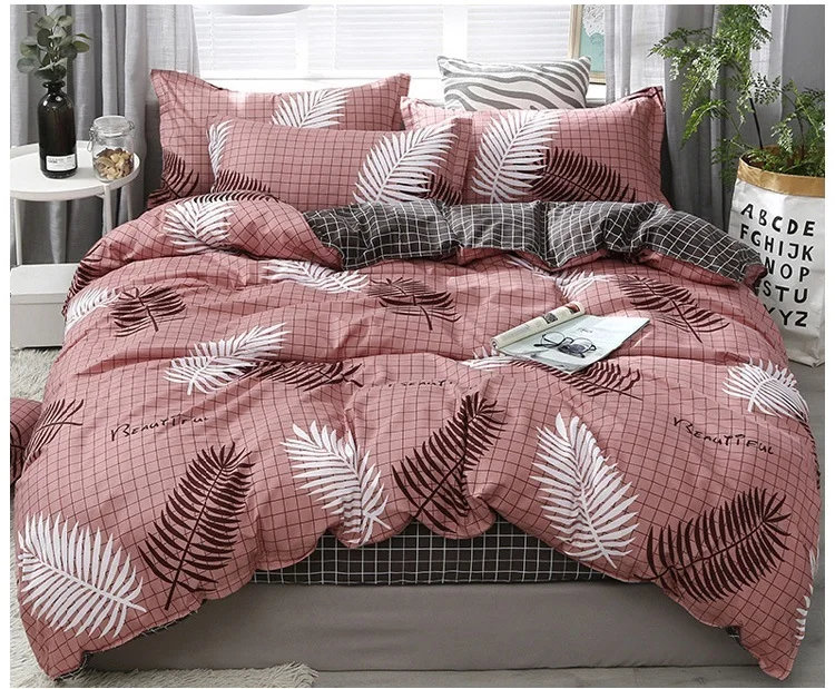 Набор постельного белья с мультяшным розовым Фламинго 3/4 шт. фруктовым рисунком