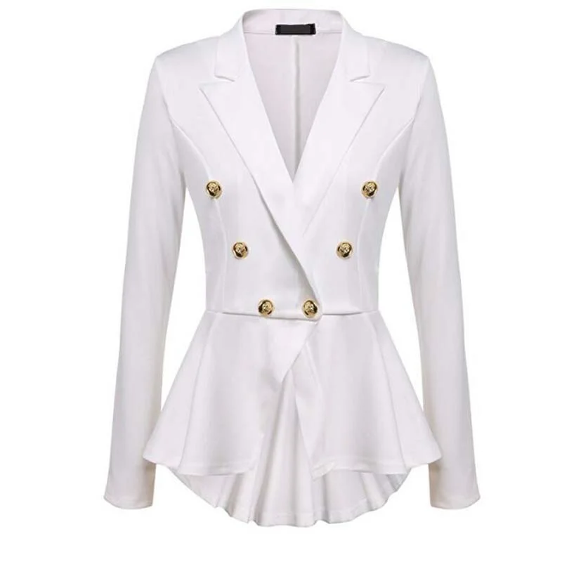 

Autumn New Women's Small Suit Button Double-breasted Metal Button Long-sleeved Slim Elegant Temperament Short Suit Jacket Women