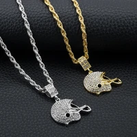 hip hop rock punk rugby football helmet sports crystal metal chain pendant necklaces for womenmen jewelry gift