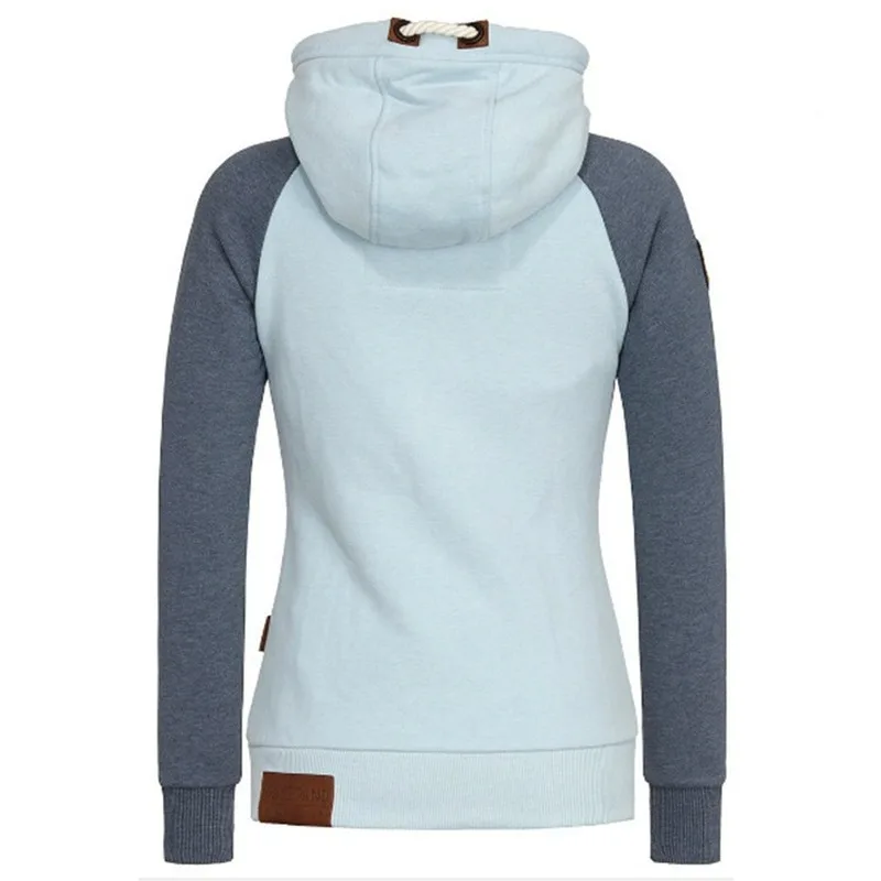 

Female Hooded Sweatshirt Women Drawstring Long Sleeve personalized leather contrast color hooded Hoodie Pocket Hoodie Tops