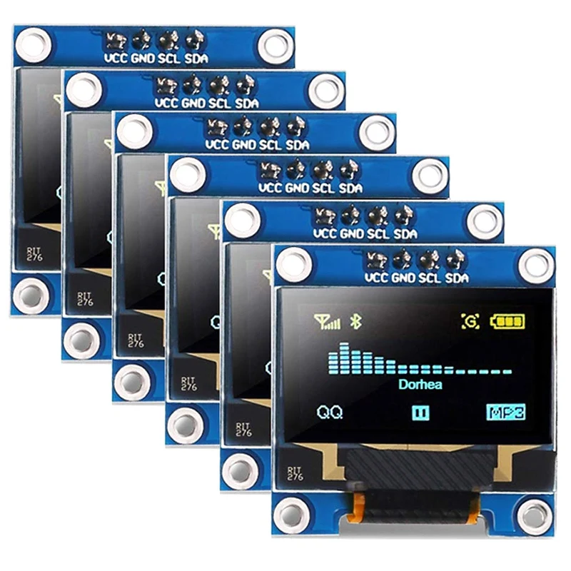 

6PCS 0.96 inch OLED Display Module 12864 128X64 Pixel LCD Yellow Blue SSD1306 Driver Board I2C Serial 0.96 Inch IIC Chip