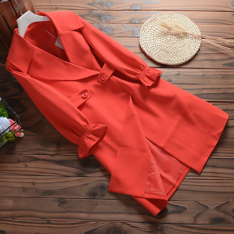 Личность Модные женские туфли Повседневное пальто 2019 осень Однотонная одежда OL