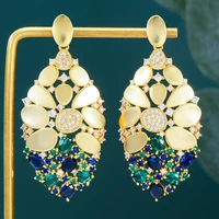 kellybola dubai noble full cubic zirconia pendant earrings women girls wedding banquet performance daily fashion jewelry