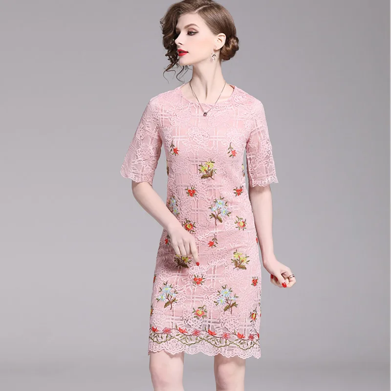 Женское платье новинка 2019 с принтом кружевное элегантное вышивкой вечерние