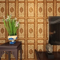 paysota chinese style imitation wood wallpaper carving window pane bedroom study room wall decoration
