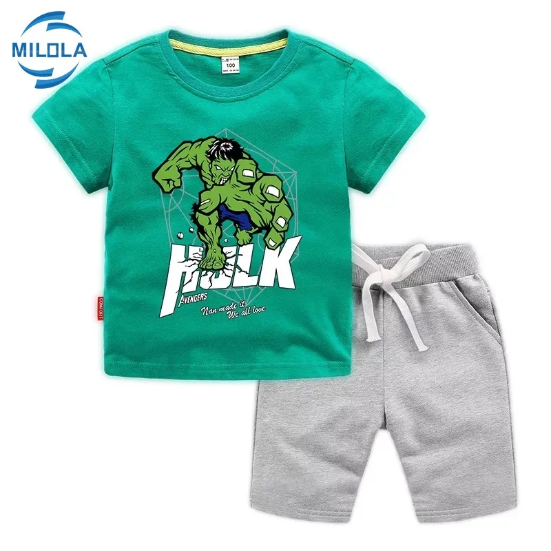 Комплекты одежды для мальчиков и девочек Disney Мстители Халк хлопковые футболки