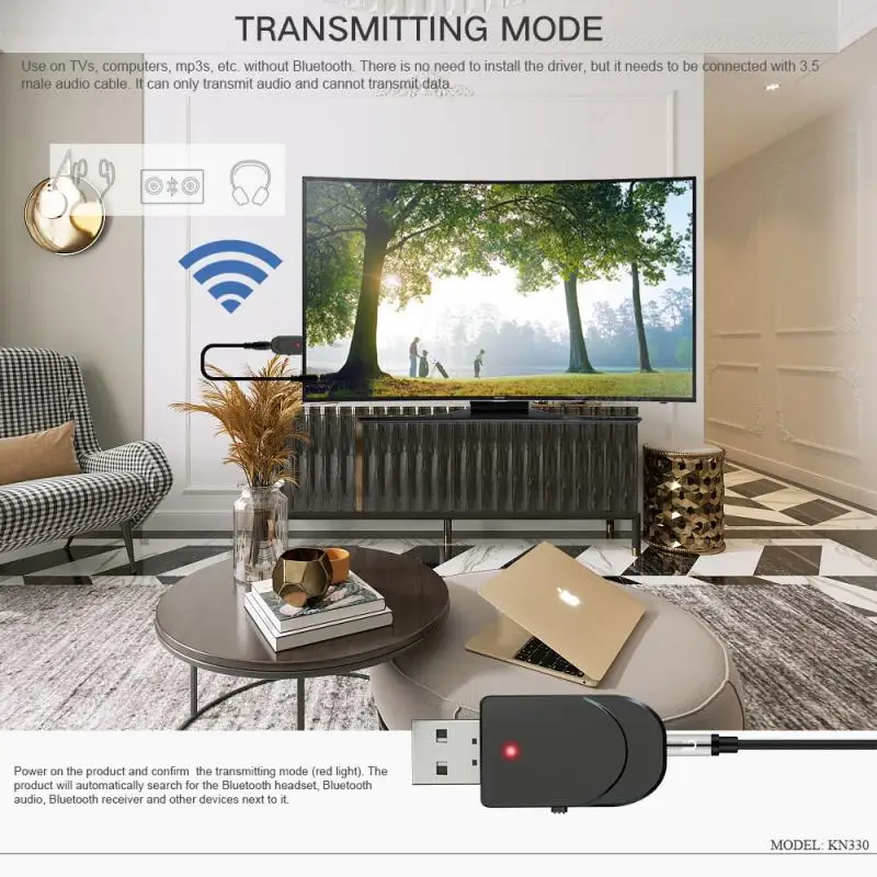 wireless usb bluetooth 5 0 transmitter receiver computer tv adapter car dual output audio bluetooth dongle for computer free global shipping