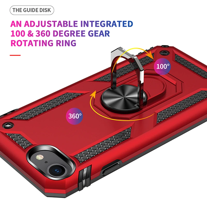 

Armor Bumper Shockproof Phone Case For iPhone 12 11 Pro XR Xs Max 12 Mini Cover for iPhone XR X 6 6S 7 8 Plus Ring Stand PC Case