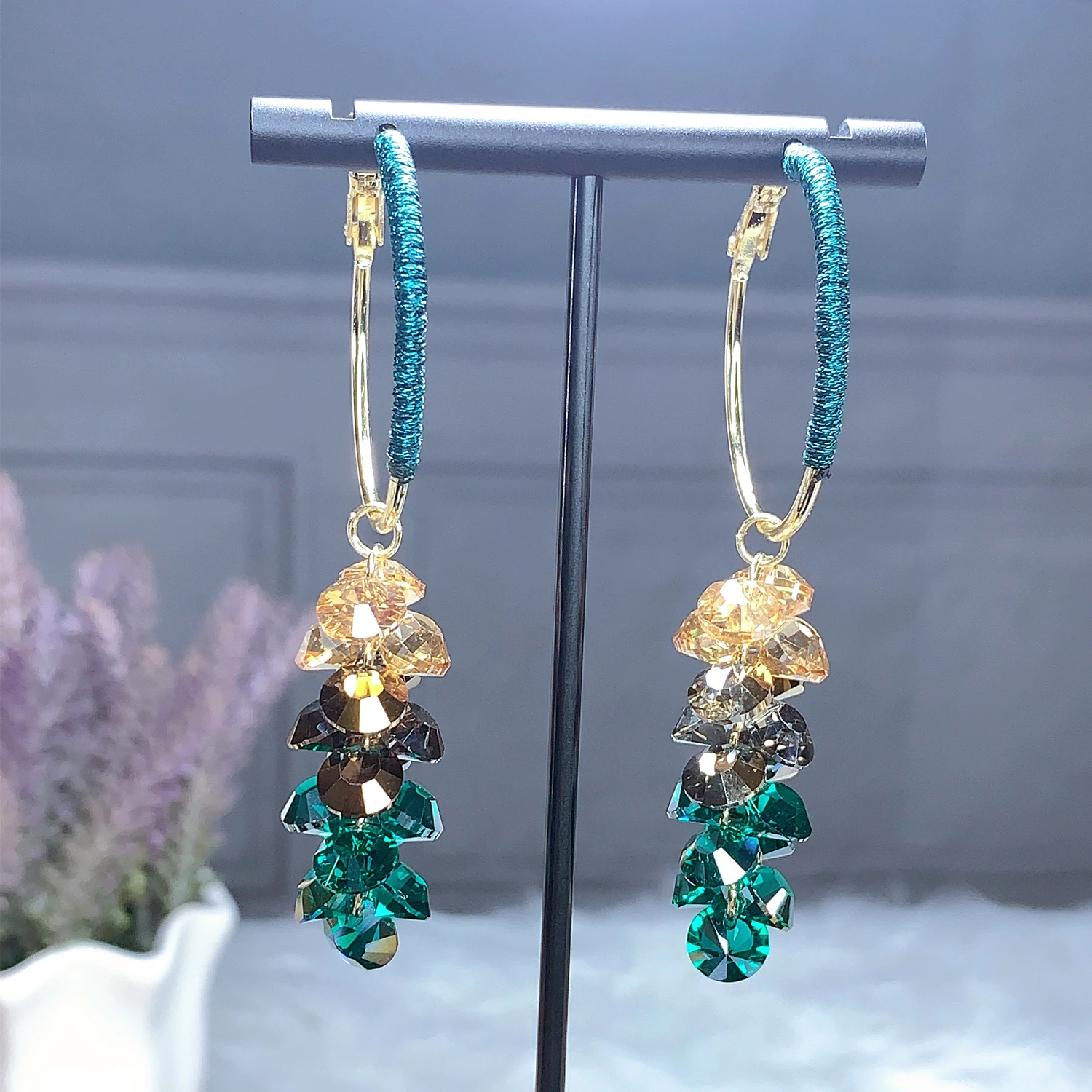 

2021 new Grape Earring For Women inlaid Crystal Zircon Exquisite Luxury Hanging Earrings Summer Wedding Jewelry Accessories