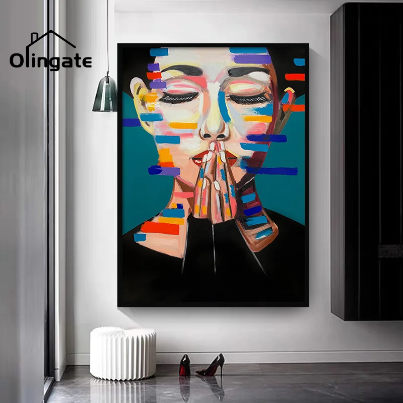 

Nordic Portrait Canvas Painting Modern Abstract Colorful Figure Canvas Art One Piece Wall Art Home Living Drawing Room Decor