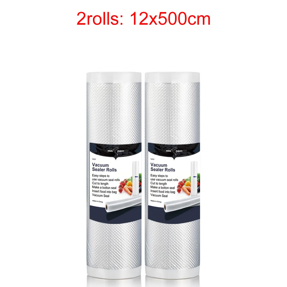 2 Rolls 12x500cm Белый дельфин кухонный лучший пищевой вакуумный упаковщик в рулонах 12 15 20 25 см X 500 см для Сохранение продуктов питания вакуумные упаковочные пакеты для хранения продуктов - Цвет: 2 Rolls 12x500cm