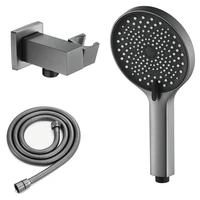 3 function bathroom hand shower abs round gray portable shower head with copper base and 1 5m stainless steel hose