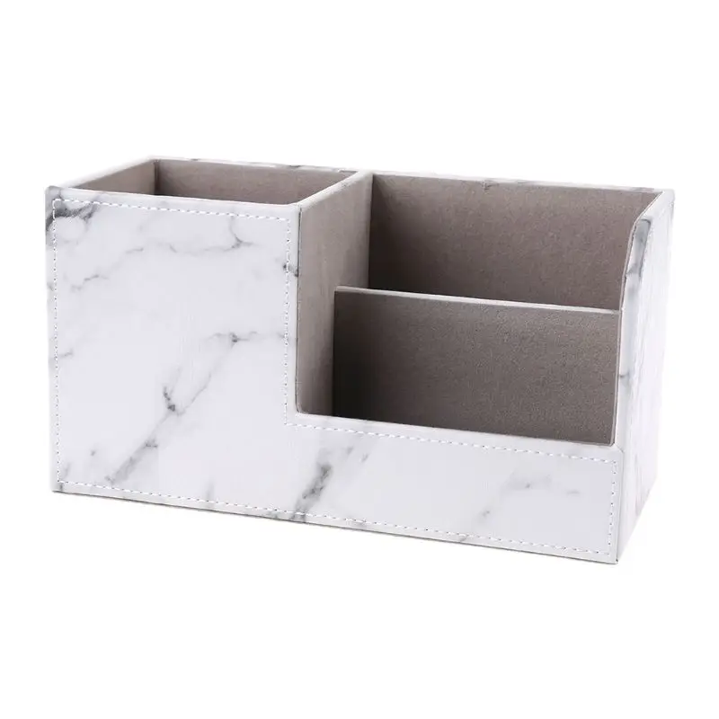 

W3JD Multi-function Marble Leather Desk Stationery Organizer Pen Pencil Holder Storage Box Case Container