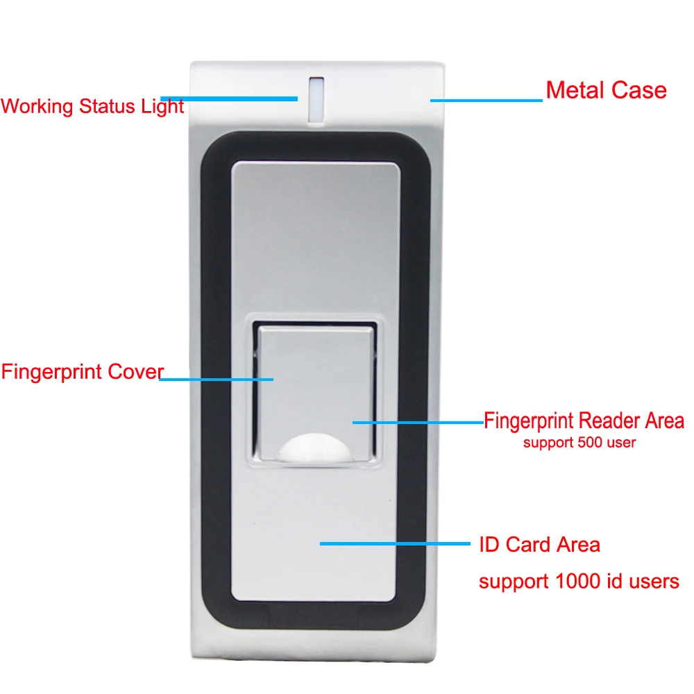 Металлическая Водонепроницаемая биометрическая система контроля доступа по