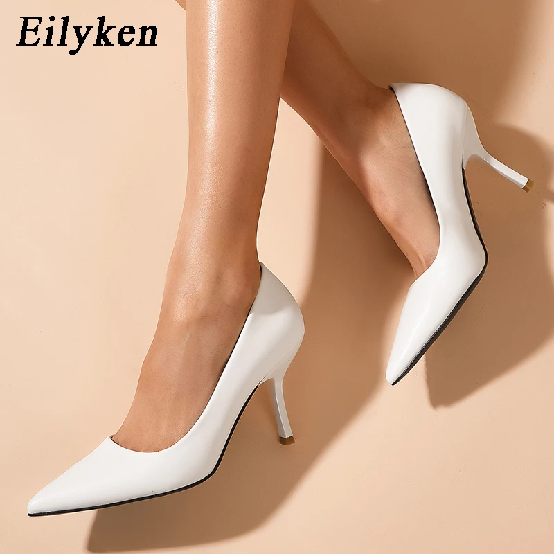 

Eilyken/Размеры 35-40; Женские туфли-лодочки; Очень модная Осенняя Женская Офисная обувь ярких, зеленых, белых цветов с острым носком на тонком каб...