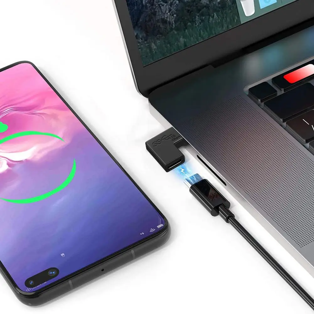 Адаптер-конвертер USB Type C (папа)-мама под прямым углом 90 градусов для смартфонов и