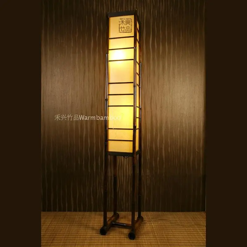 

new arrival rustic chinese style floor lamp sheepskin bamboo lamps living room coffee table study light