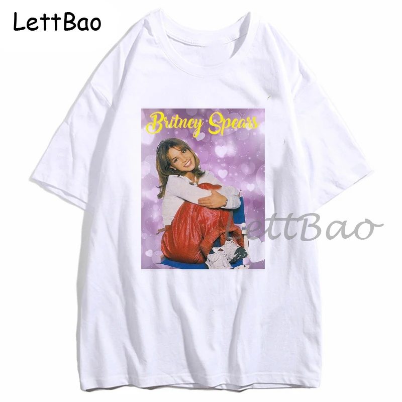 

Женская белая футболка 90-х хипстерская забавная футболка в стиле хип-хоп унисекс футболка Короткие футболки с красивым фото Бритни Спирс в ...