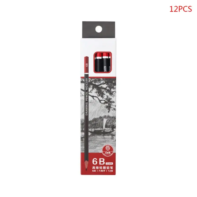 

12pcs/box Graphite Pencil Sketch Drawing Writing 2H HB 2B 3B 3H 4B 5B 6B 8B 10B Office School Supplies