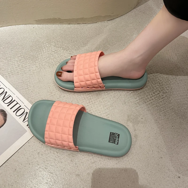 

Shoes Women Low Ladies' Slippers Luxury Slides Pantofle Soft Designer Massage Summer 2021 Flat Rubber PU Sweet Concise Rome