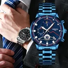 Часы наручные NIBOSI мужские, спортивные Кварцевые водонепроницаемые с хронографом из нержавеющей стали