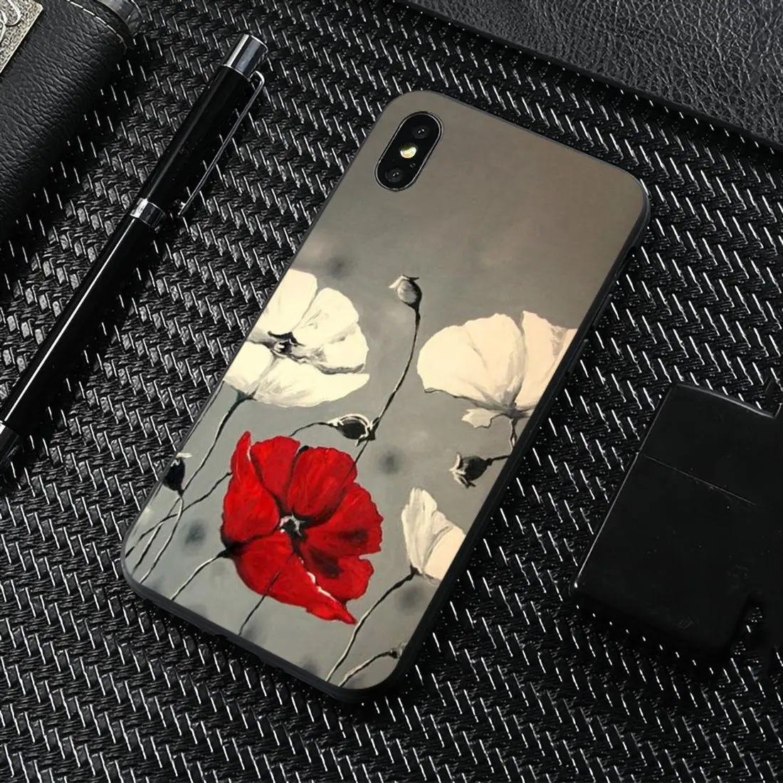 Красный Маки Poppy Flower для Samsung Galaxy Note 2 3 4 5 8 9 S2 S3 S4 S5 Mini S6 S7 Edge S8 S9 Plus пользовательский