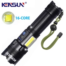 Xhp160 Powerful Flashlight 16-Core Led Hand Lantern COB side light Torch 7 Lighting Modes Torchlight Waterproof Usb Rechargeable