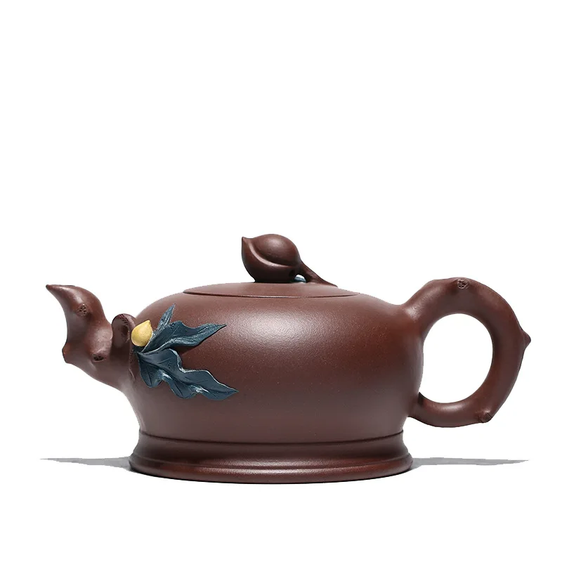 

Yuzhongsha purple clay teapot craftsman's manual purple clay longevity peach Teapot Set household tea set